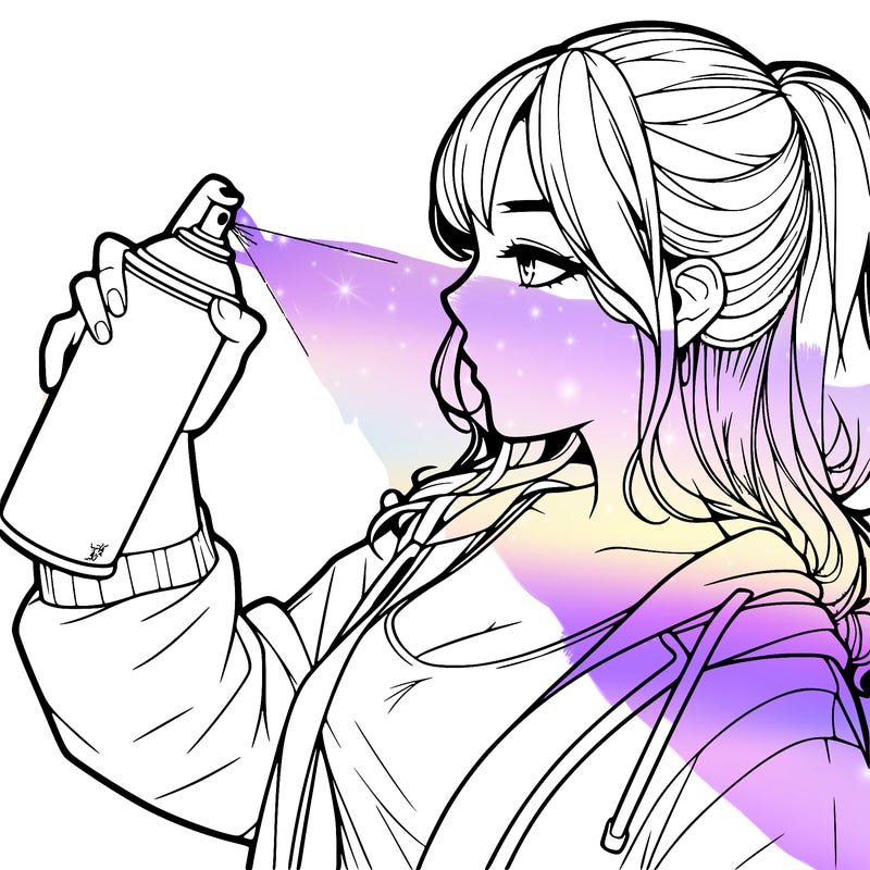 a realistic girl spray, painting