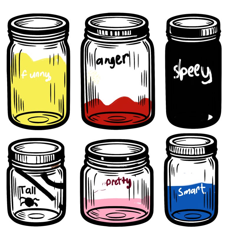 6 empty jars the same size