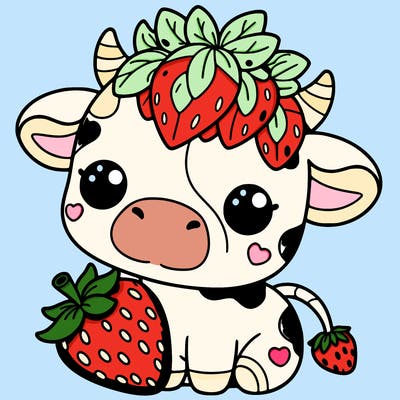 cute strawberry cow