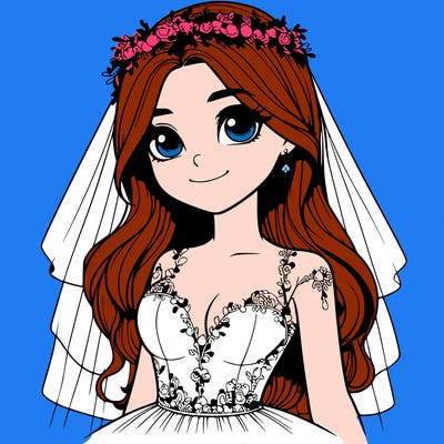 realistic girl in a wedding dress