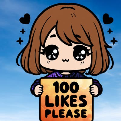 cute girl holding a sign saying 100 likes please