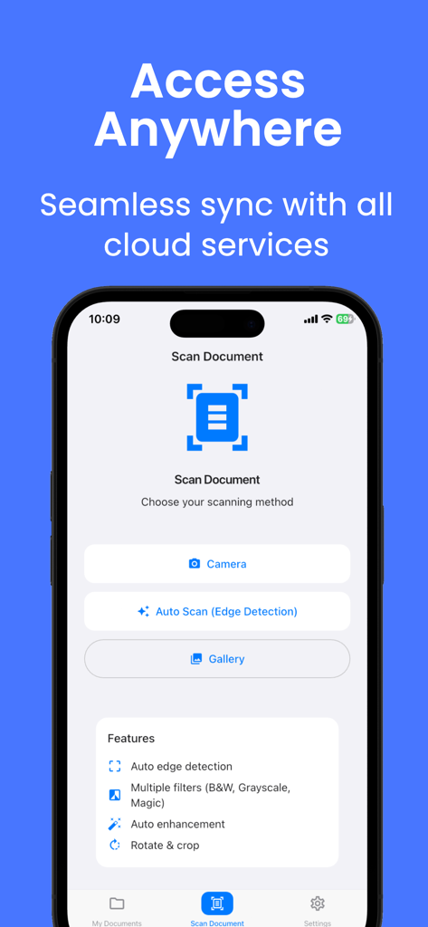 Scanner APP:JPG,Photo to PDF - Pantalla de smartphone que muestra las opciones y funciones de escaneo de documentos de la App Escáner
