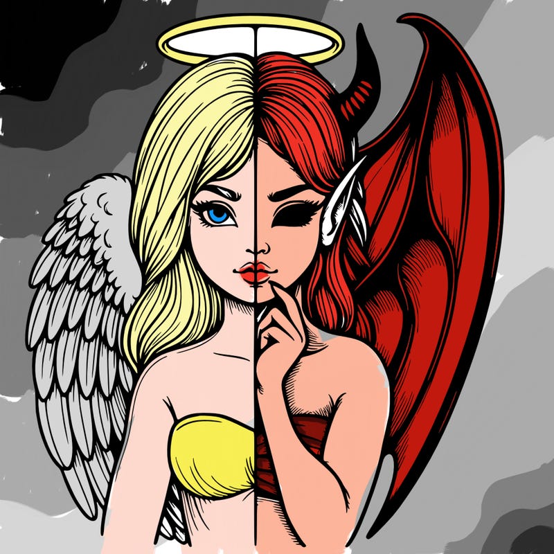 realistic angel half demon