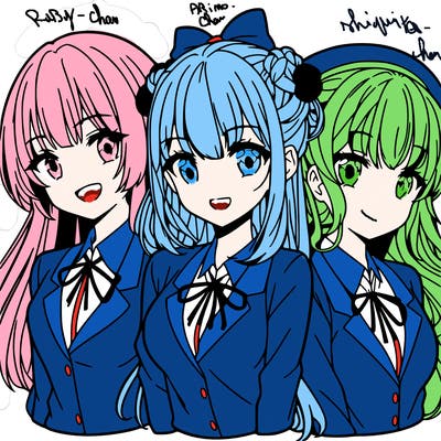three anime girls