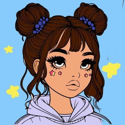 realistic girl with space buns