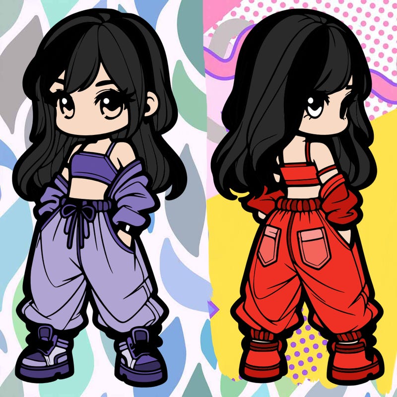 girl in crop top and baggy pants