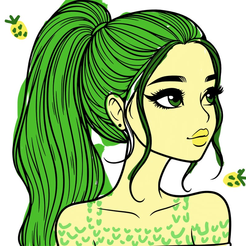 a beautiful and realistic girl with a high pony tail