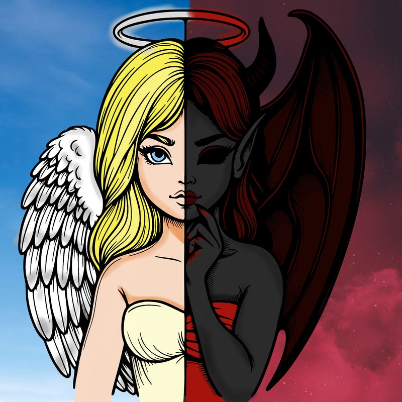 realistic angel half demon