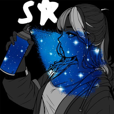 a realistic girl spray, painting