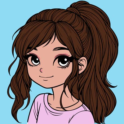 realistic girl with ponytail