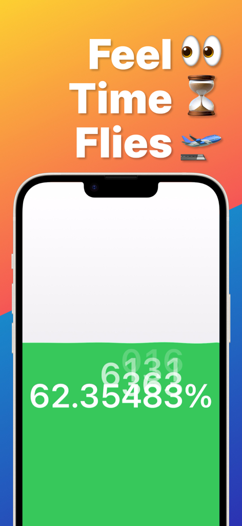 Teléfono inteligente que muestra el tiempo restante hoy como una barra de progreso de porcentaje verde