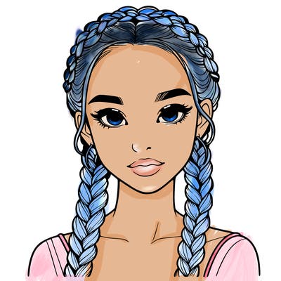 realistic girl with braids