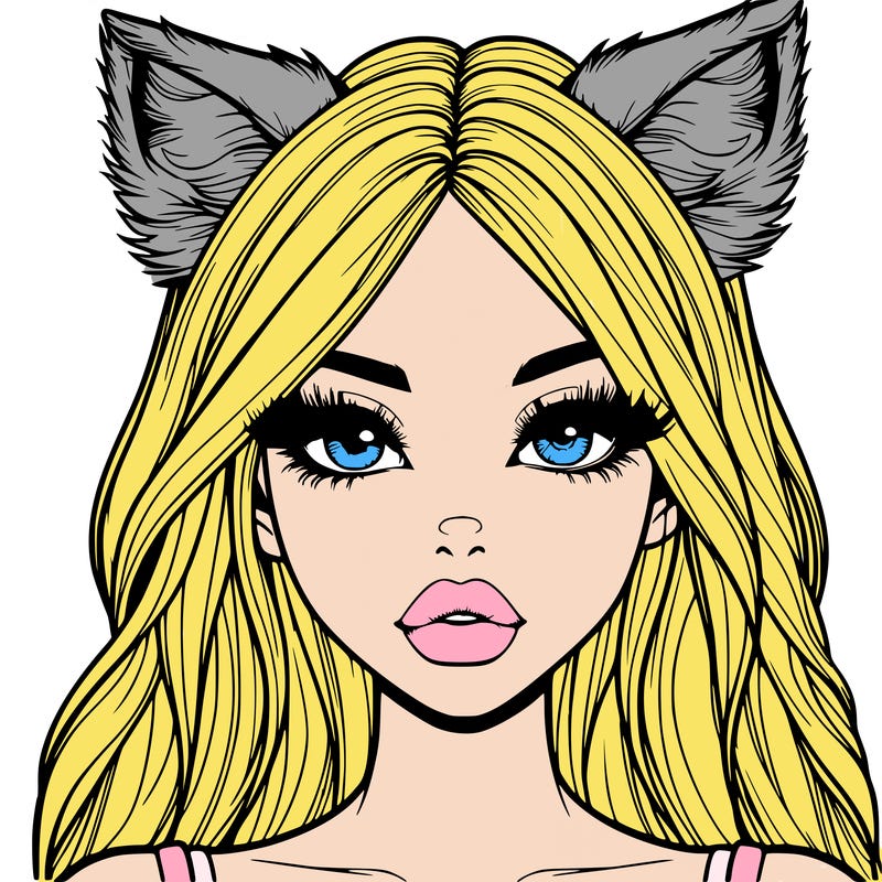 realistic girl with fox ears and realistic lips