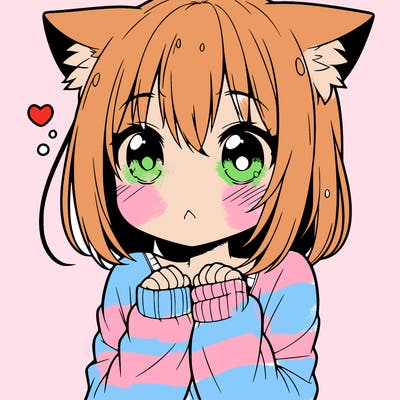 shy anime catgirl