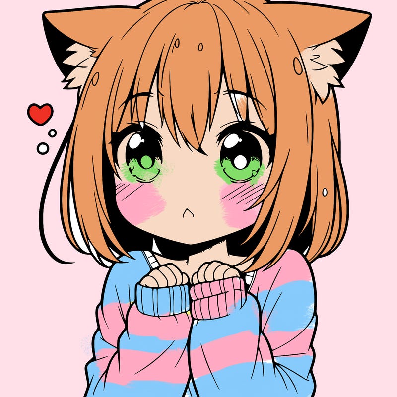 shy anime catgirl