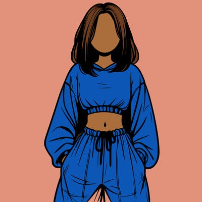 realistic girl faceless with baggy pants and a crop top