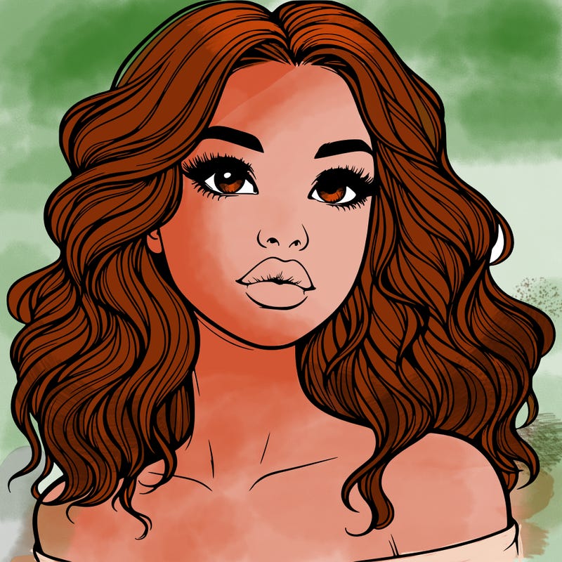 realistic girl with wavy hair and lips