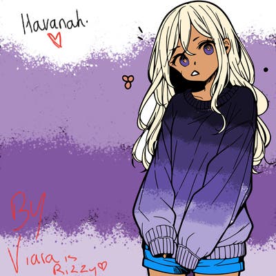 manga teen girl  in a sweater and baggy pants