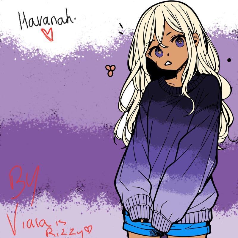 manga teen girl  in a sweater and baggy pants