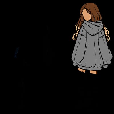 oversized hoodie girl with jeans and long hair