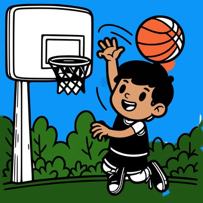boy throwing basketball in hoop
