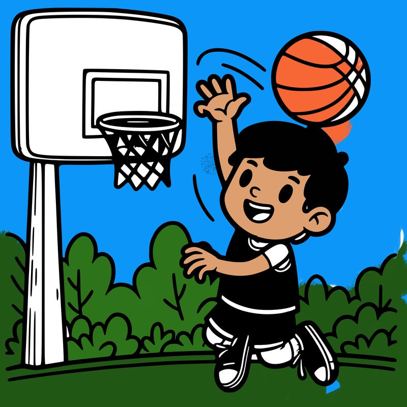 boy throwing basketball in hoop