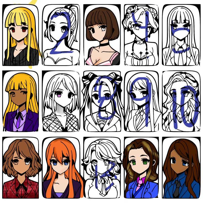 girls that look diffrent anime