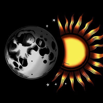 realistic moon and sun