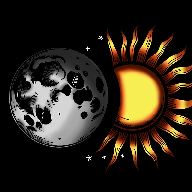 realistic moon and sun