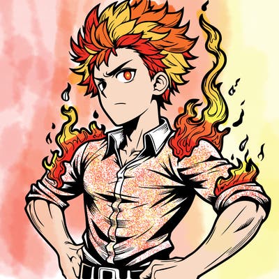 realistic manga man of fire