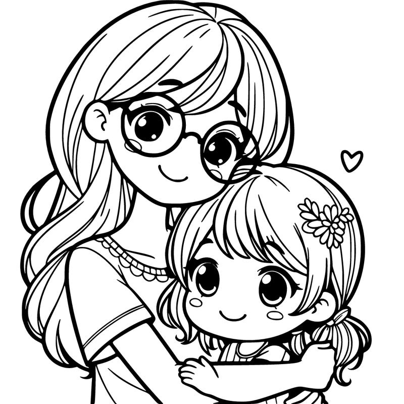 a older sister with glasses hugging her younger sister