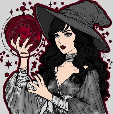 realistic women sorcerer using magic