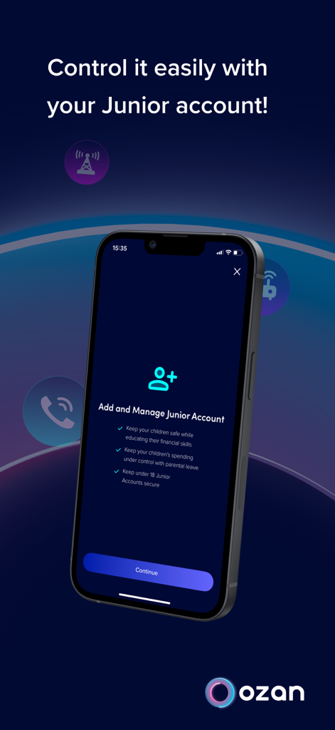 Ozan SuperApp - Interface for managing a junior account on Ozan SuperApp