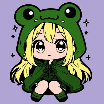 chibi girl with frog hoodie