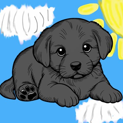 a cute realistic puppy