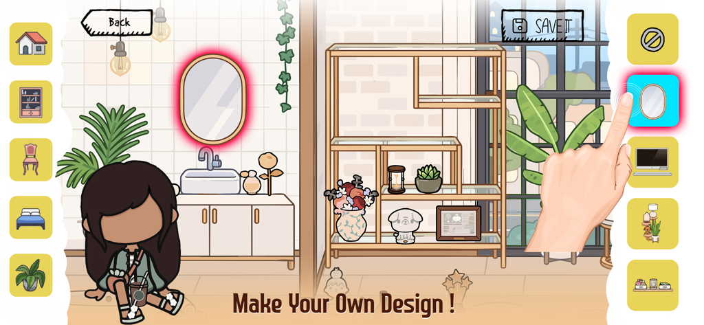 Personalizando un diseño de habitación virtual con muebles y decoración en Mundo Creador de Ideas para Habitaciones