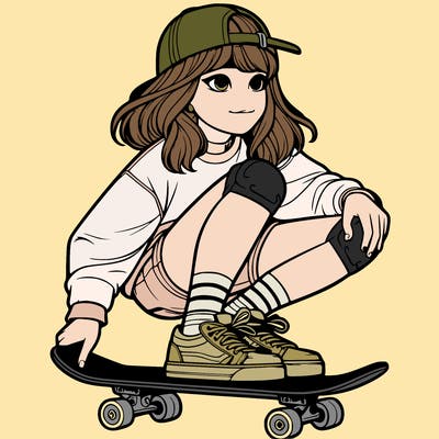 skater realistic girl