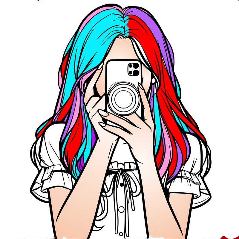 a realistic girl holding her phone taking pictures