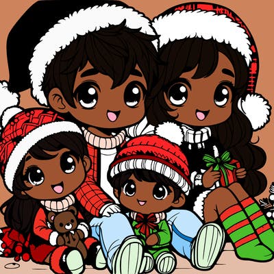 a cute family on christmas very realistic