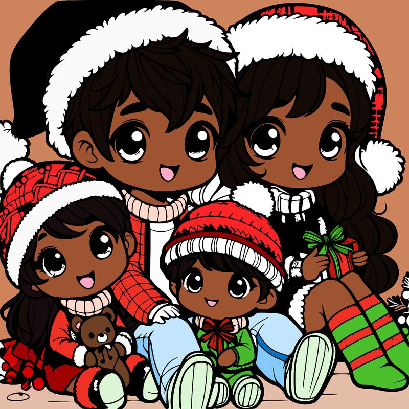 a cute family on christmas very realistic