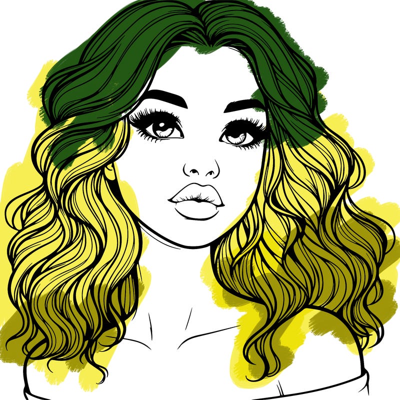 realistic girl with wavy hair and lips
