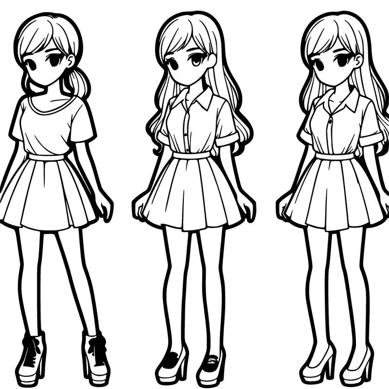 a girl in a short shirt skirt and heels