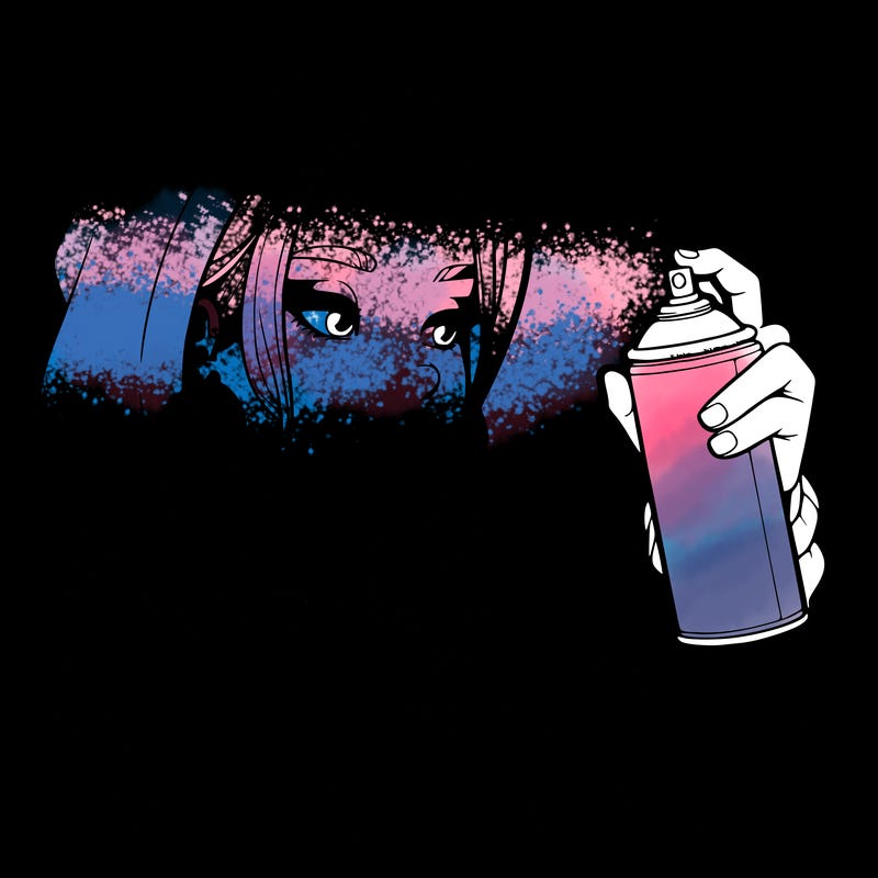 a realistic girl, spray painting