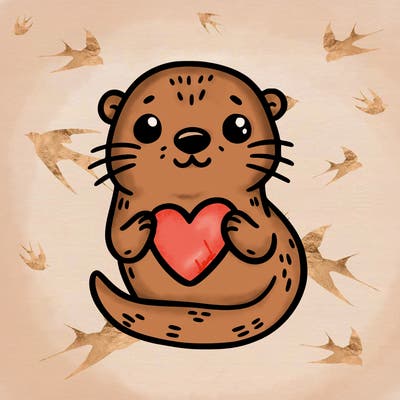 otter with a heart