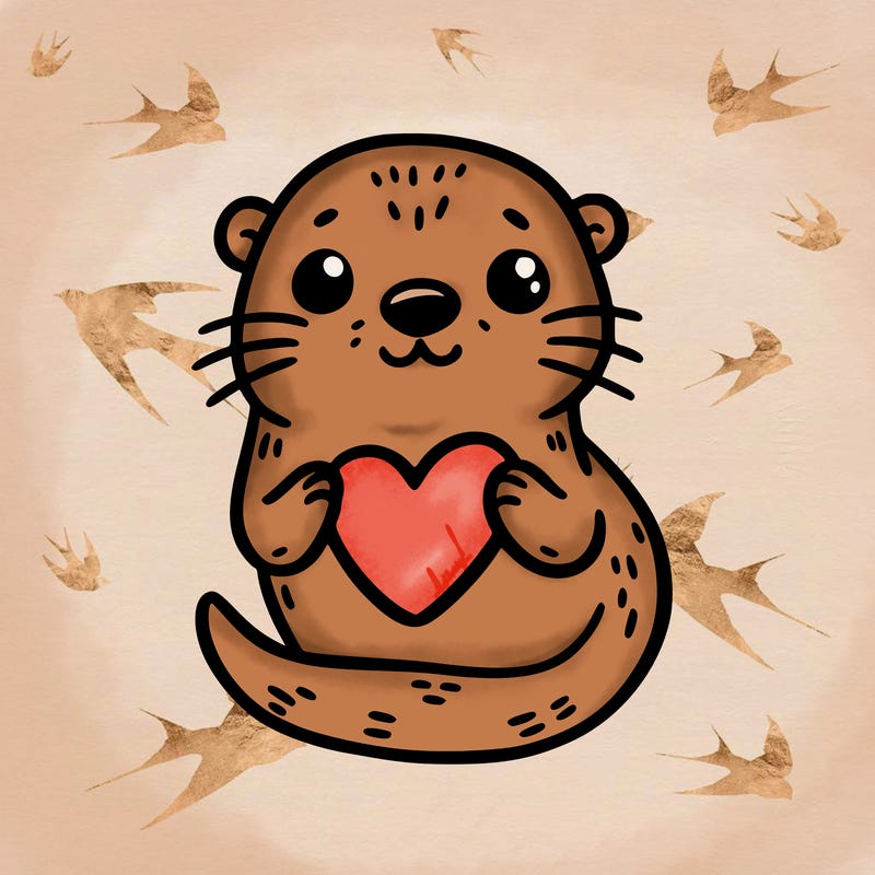 otter with a heart