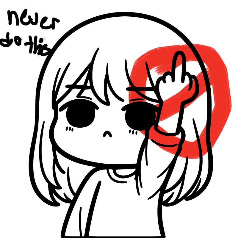 girl flipping off with a straight face