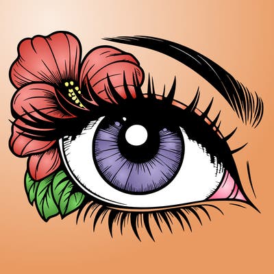 realistic eye with flower