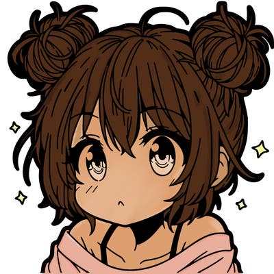 a manga girl with messy small buns