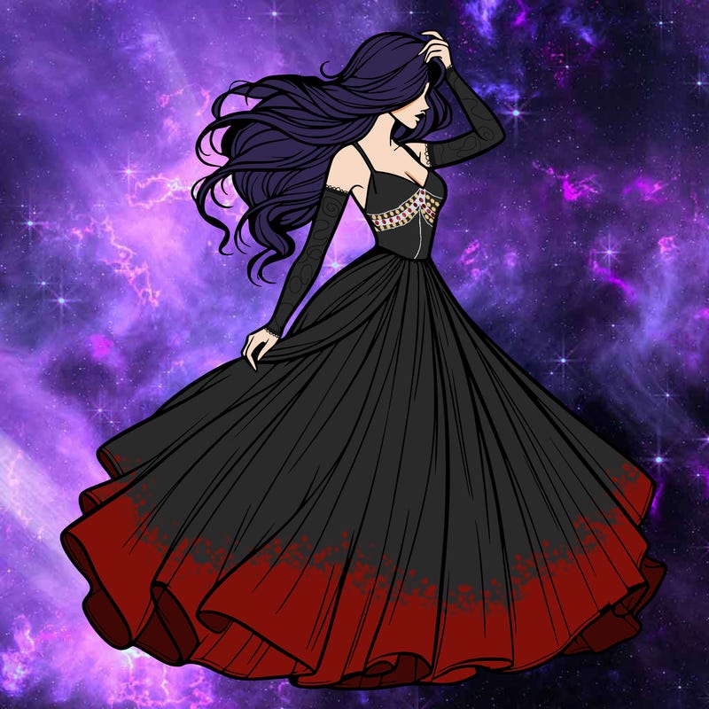 realistic woman with dress flowing in the wind