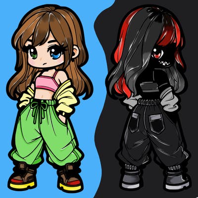 girl in crop top and baggy pants